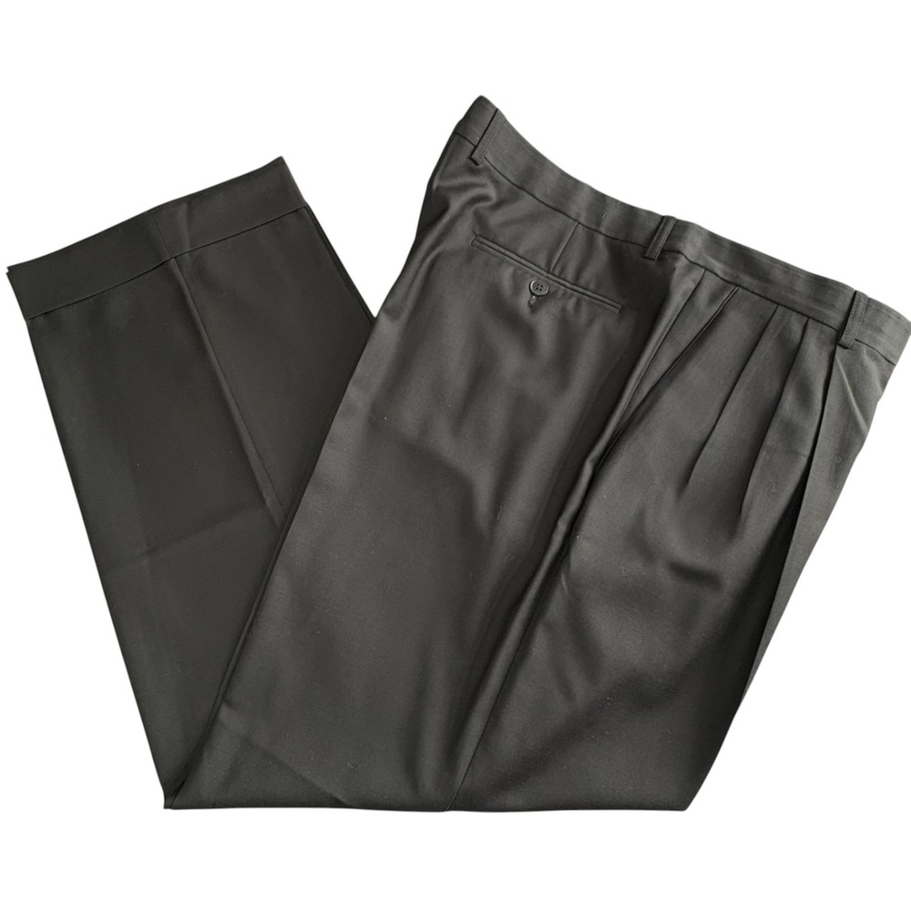 Zanella Ing Loro Piana Wool Dress Pants Trousers Mens 40 Black Super 100s NWT
